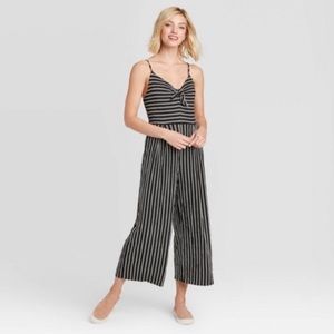 NWT Xhilaration Striped Cropped Black Jumpsuit